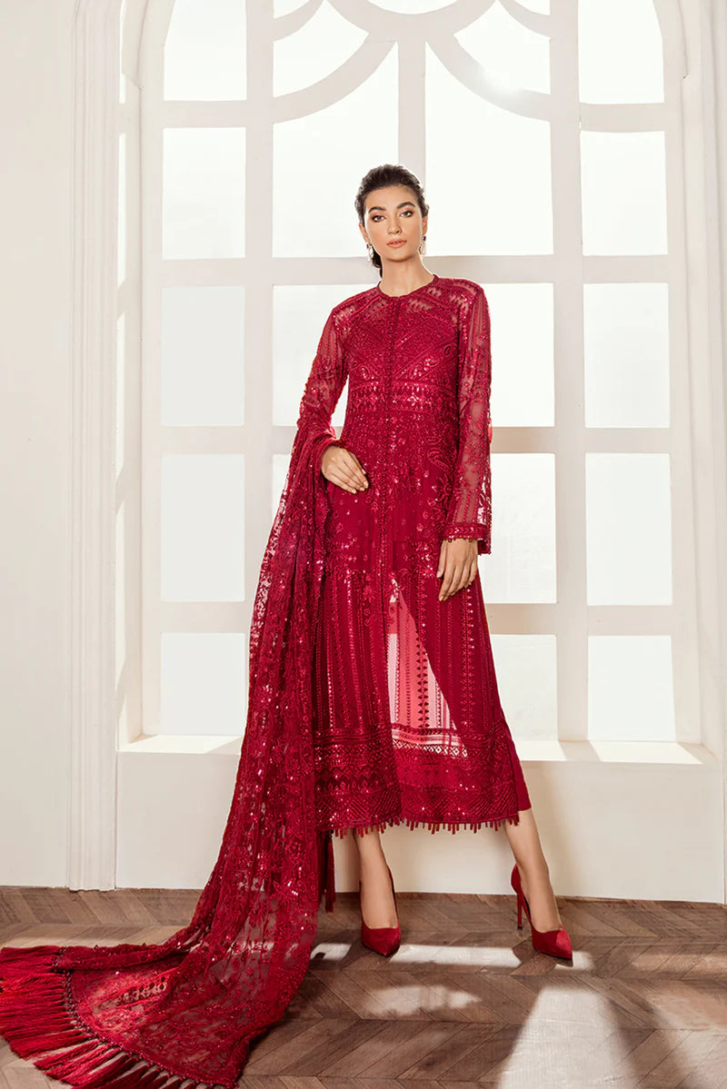 EMBROIDERED CHIFFON - BAROGUE - RED VELVET GS-03
