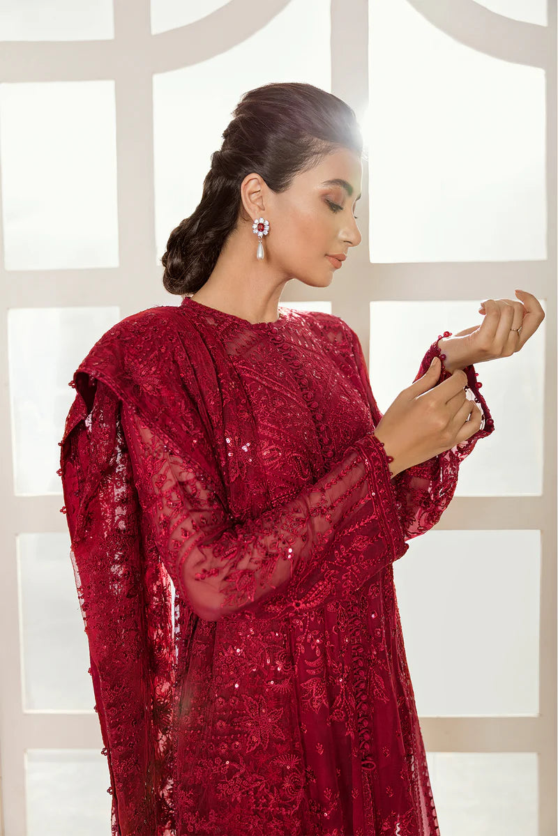 EMBROIDERED CHIFFON - BAROGUE - RED VELVET GS-03
