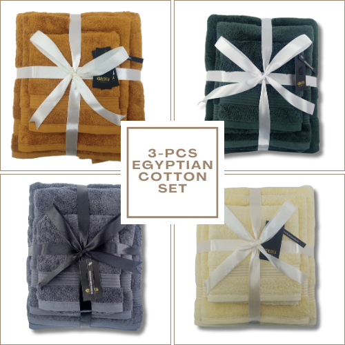 Egyptian Cotton 3Pcs Towels Set Gift Pack