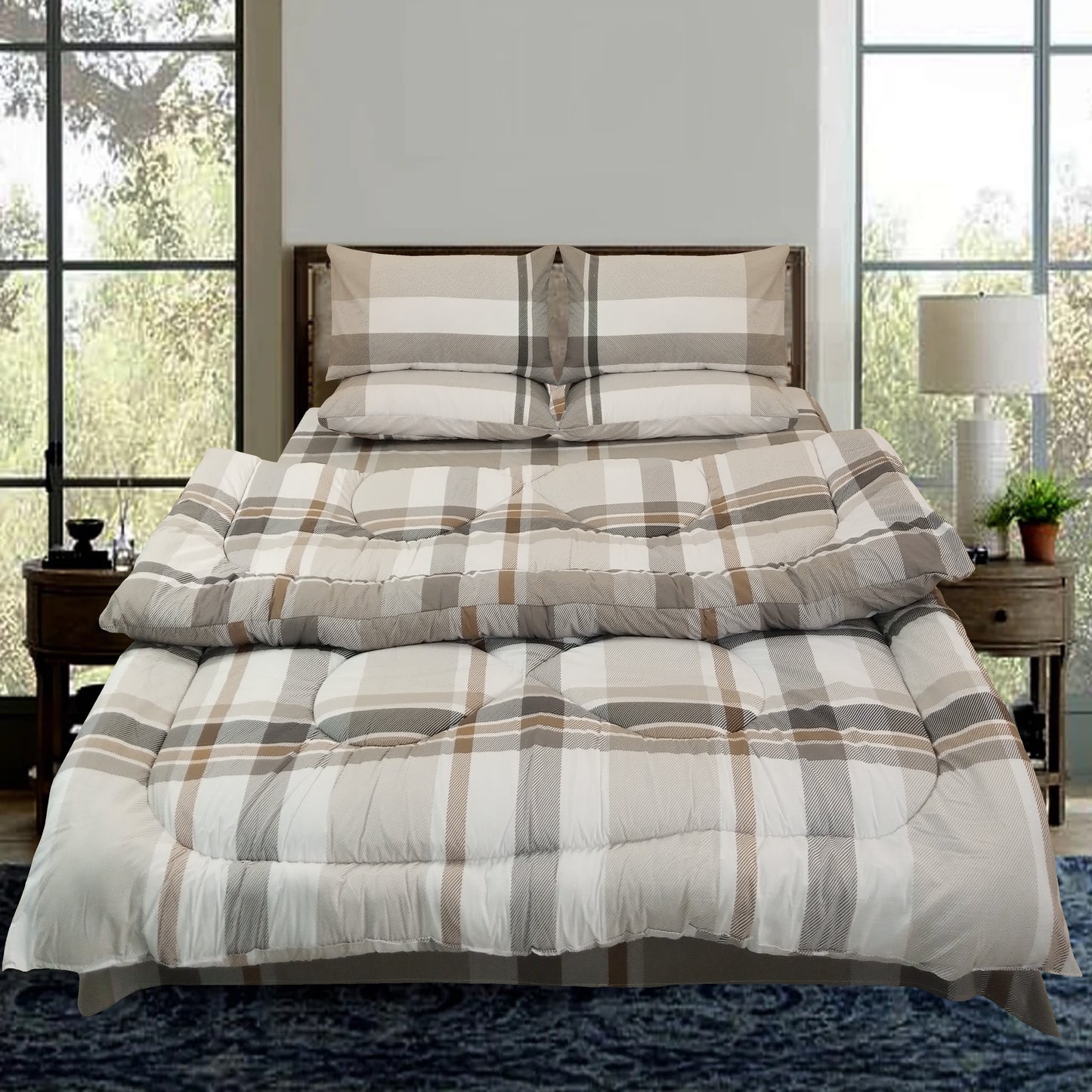 6 Pcs Duvet Cover Bed Set T150 Studio Collection - D# 5062 b