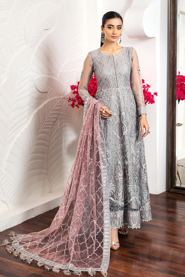 EMBROIDERED - WEDDING SILVER NET MEXI