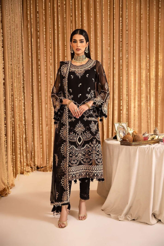 EMBROIDERED CHIFFON - MEHFIL E UROOS 5 YESRA 3PIECE