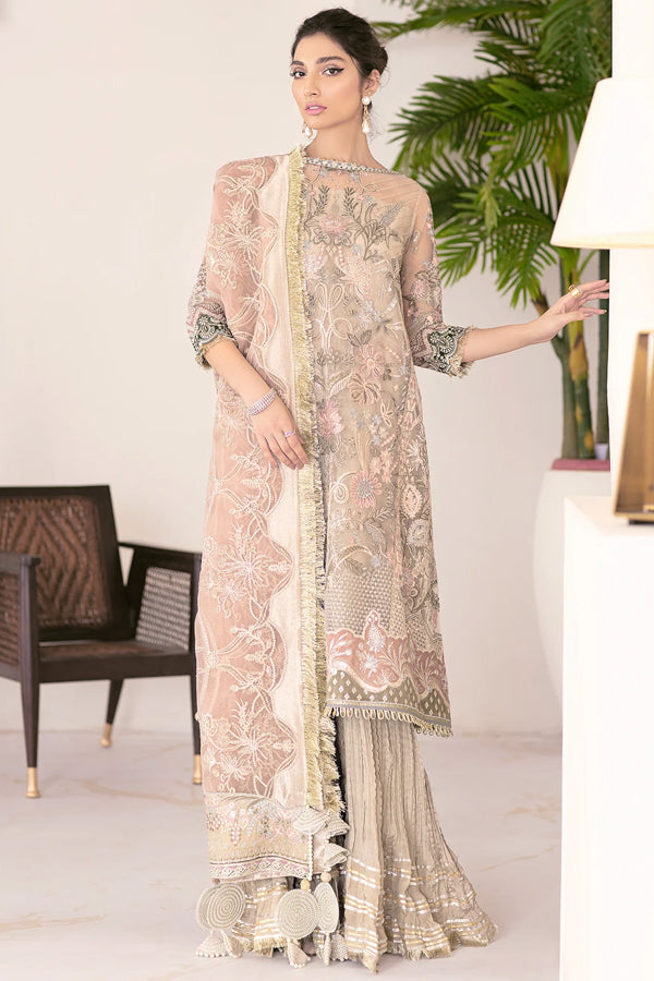 EMBROIDERED - LIGHT CREAM SHIFFON 3 PCS