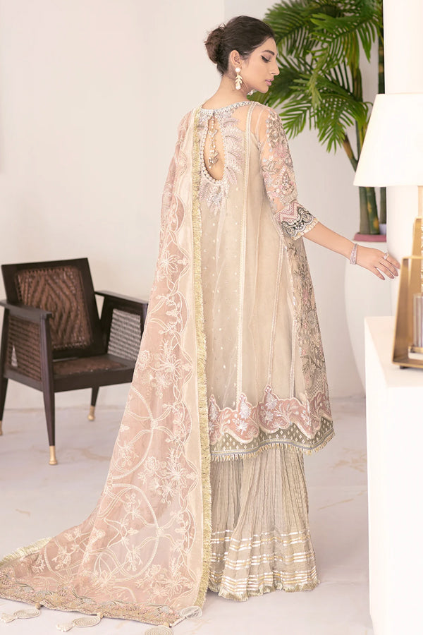 EMBROIDERED - LIGHT CREAM SHIFFON 3 PCS