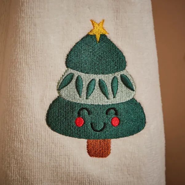 Christmas Tree Embroidered Towel