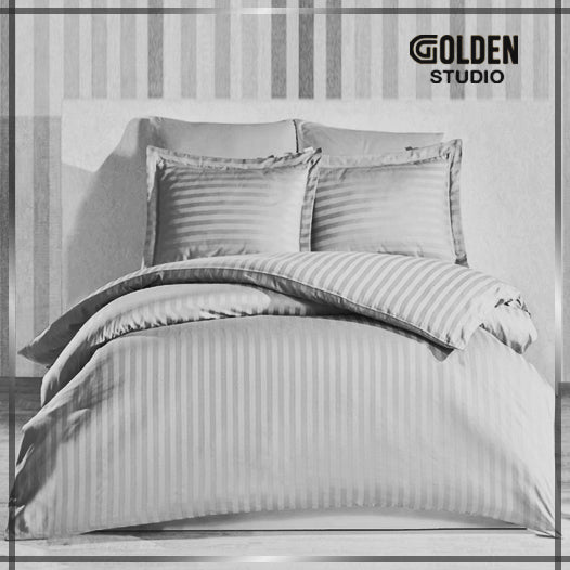 Hotel T300 Stripe Satin Bed Sheet Grey