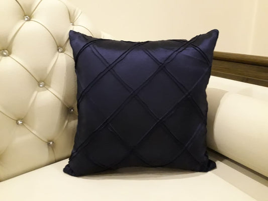 Navy Pintuck Decorative Cushion 18 x 18 Inches with Filling (Pair)