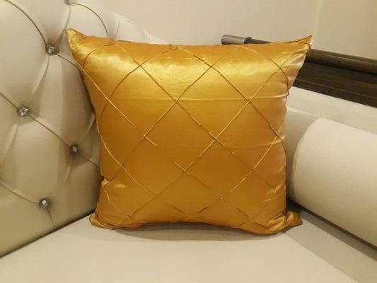 Golden Pintuck Decorative Cushion 18 x 18 Inches with Filling (Pair)