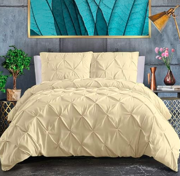 T400 Satin Pinch Pleated Pintuck Duvet Cover Set 5 pcs