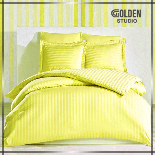 Hotel T300 Stripe Satin Bed Sheet Yellow