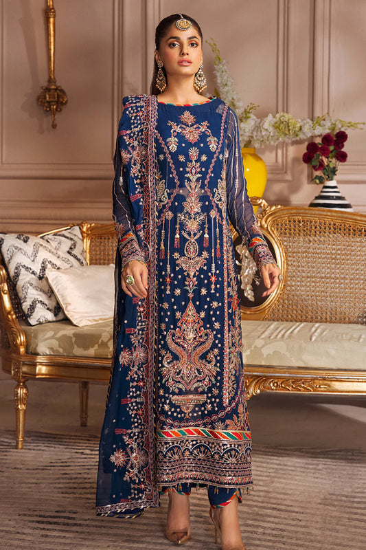 EMBROIDERED - PARTY WEAR BLUE 3 PCS