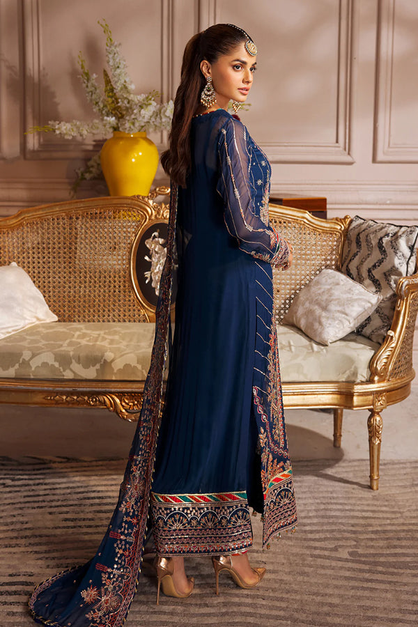 EMBROIDERED - PARTY WEAR BLUE 3 PCS