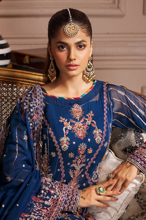 EMBROIDERED - PARTY WEAR BLUE 3 PCS