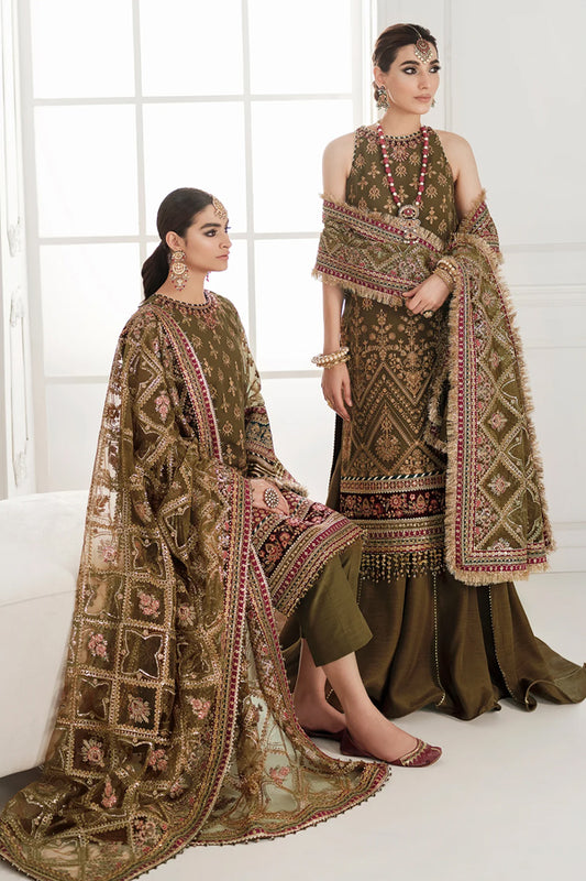 EMBROIDERED - BROWN SHIFFON 3 PCS SUITE