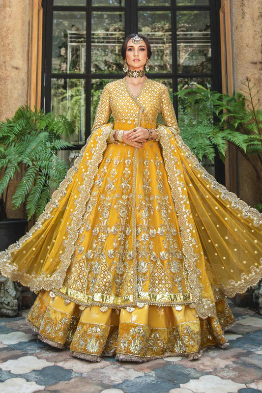 Embroidered Maria B. Couture Yellow MC-801-A 1274