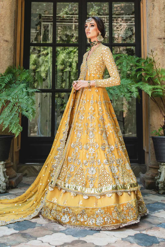 Embroidered Maria B. Couture Yellow MC-801-A 1274