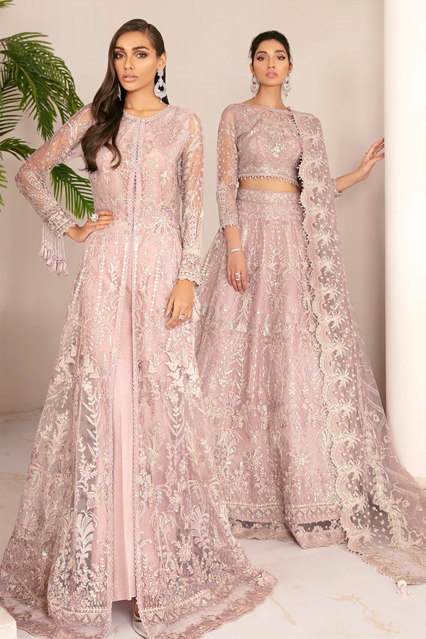 EMBROIDERED - PINK NET LEHENGA 3 PCS