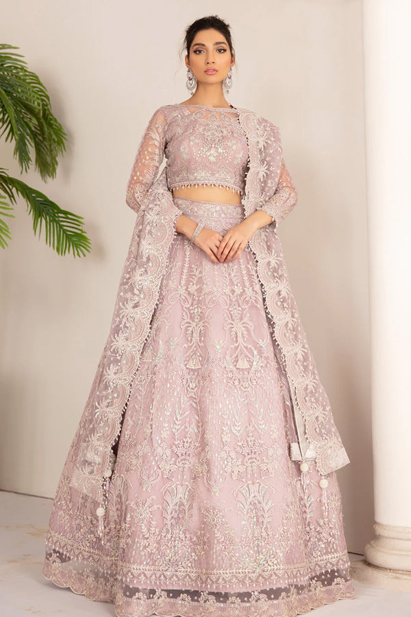 EMBROIDERED - PINK NET LEHENGA 3 PCS