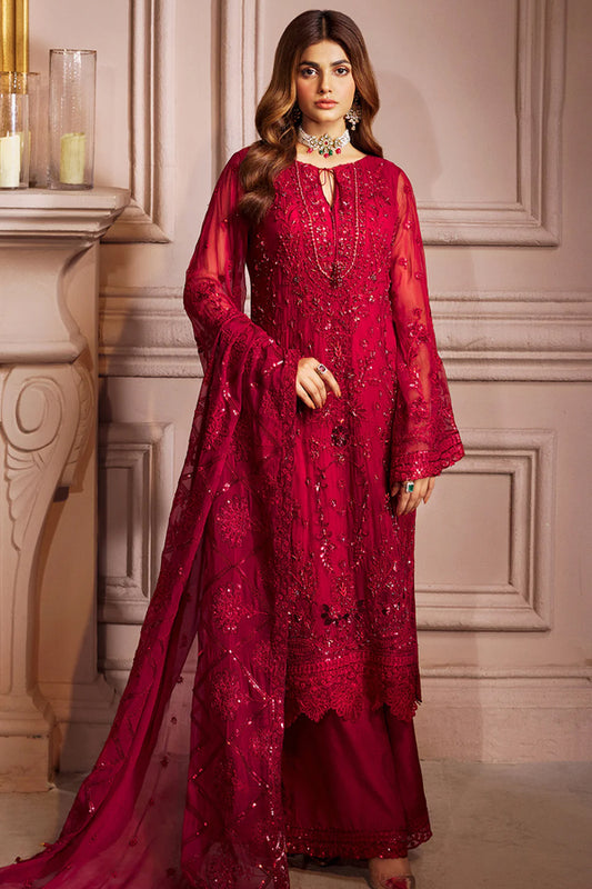 EMBROIDERED - PARTY WEAR RED 3 PCS